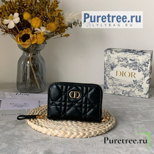 DIOR | Dior Caro Detachable Card Holder Black Calfskin - 12 x 8.5cm - 1