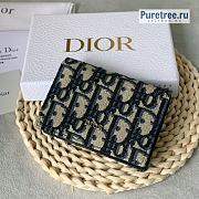 DIOR | Flap Card Holder Blue Oblique Jacquard - 11 x 8.5 x 3cm - 1