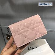 DIOR | Mini Lady Wallet Pink Patent Calfskin - 10 x 7.5 x 2.5cm - 1