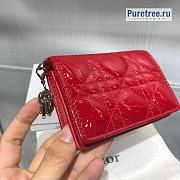 DIOR | Mini Lady Wallet Red Patent Calfskin - 10 x 7.5 x 2.5cm - 5