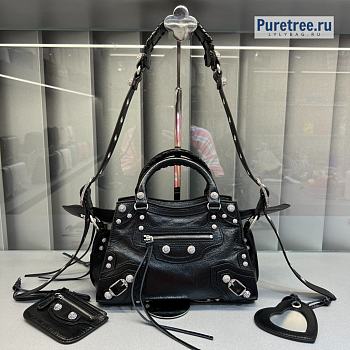 BALENCIAGA | Neo Cagole XS Handbag With Rhinestones In Black - 26 x 10 x 17cm