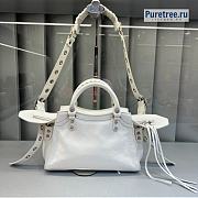 BALENCIAGA | Neo Cagole XS Handbag With Rhinestones In White - 26 x 10 x 17cm - 6