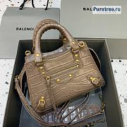 BALENCIAGA | Neo Classic Mini Handbag Crocodile Embossed In Brown - 22 x 9 x 14.5cm - 1