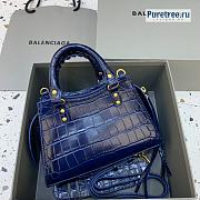 BALENCIAGA | Neo Classic Mini Handbag Crocodile Embossed In Navy Blue - 22 x 9 x 14.5cm - 4
