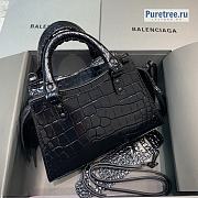 BALENCIAGA | Neo Classic Mini Handbag Crocodile Embossed All Black - 22 x 9 x 14.5cm - 3