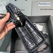 BALENCIAGA | Neo Classic Mini Handbag Crocodile Embossed Silver Hardware In Black - 22 x 9 x 14.5cm - 2