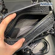 BALENCIAGA | Neo Classic Mini Handbag Crocodile Embossed Silver Hardware In Black - 22 x 9 x 14.5cm - 3