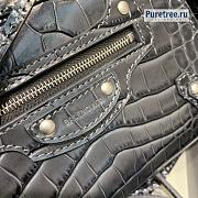 BALENCIAGA | Neo Classic Mini Handbag Crocodile Embossed Silver Hardware In Black - 22 x 9 x 14.5cm - 4