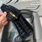 BALENCIAGA | Neo Classic Mini Handbag Crocodile Embossed Gold Hardware In Black - 22 x 9 x 14.5cm - 4