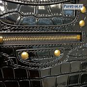 BALENCIAGA | Neo Classic Mini Handbag Crocodile Embossed Gold Hardware In Black - 22 x 9 x 14.5cm - 3