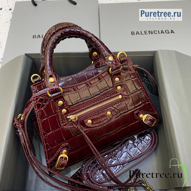 BALENCIAGA | Neo Classic Mini Handbag Crocodile Embossed In Red - 22 x 9 x 14.5cm - 1