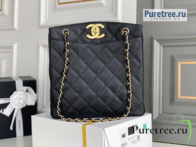 CHANEL | Tote Bag Black Grained Calfskin - 28 x 9 x 30cm - 1