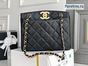 CHANEL | Tote Bag Black Grained Calfskin - 28 x 9 x 23cm - 1