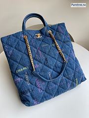 CHANEL | Maxi Shopping Bag Blue Printed Denim AS3128 - 43 x 51 x 3cm - 1