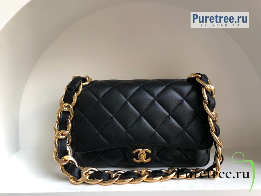 CHANEL | 22 Large Flap Bag Black Lambskin AS3215 - 27 x 18 x 8cm -  