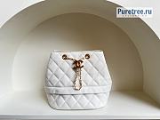 CHANEL |  Rolled Up Drawstring Bucket Bag White Grained Calfskin - 20cm - 1