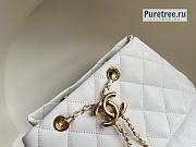 CHANEL |  Rolled Up Drawstring Bucket Bag White Grained Calfskin - 20cm - 3