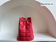 CHANEL |  Rolled Up Drawstring Bucket Bag Red Grained Calfskin - 20cm - 6