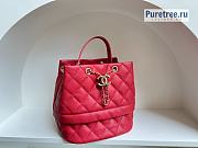 CHANEL |  Rolled Up Drawstring Bucket Bag Red Grained Calfskin - 20cm - 2