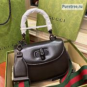 GUCCI | Bamboo 1947 Small Top Handle Bag ‎Black Leather 675797 - 21 x 15 x 7cm - 1