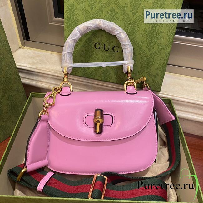 GUCCI | Bamboo 1947 Small Top Handle Bag ‎Pink Leather 675797 - 21 x 15 x 7cm - 1