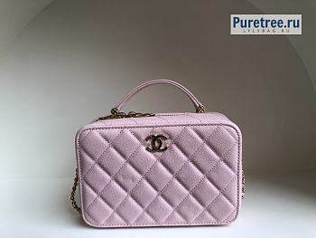 CHANEL | Vanity Case Pink Grained Calfskin - 18.5 x 12.5 x 6cm