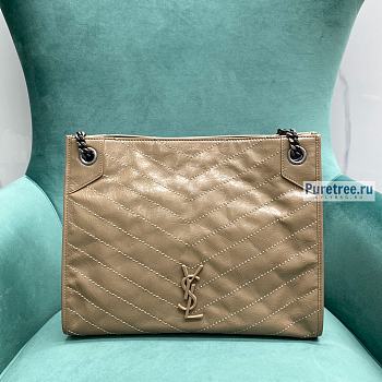 YSL | Niki Shopping Bag Beige Crinkled Vintage Leather - 33 x 27 x 11cm