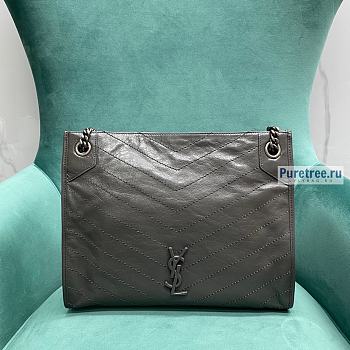YSL | Niki Shopping Bag Gray Crinkled Vintage Leather - 33 x 27 x 11cm