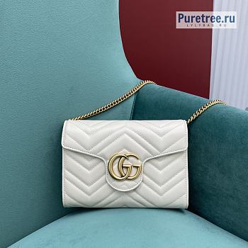 GUCCI | Marmont Matelassé Mini Bag White Leather - 20 x 14.5 x 3.5cm