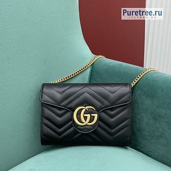 GUCCI | Marmont Matelassé Mini Bag Black Leather - 20 x 14.5 x 3.5cm