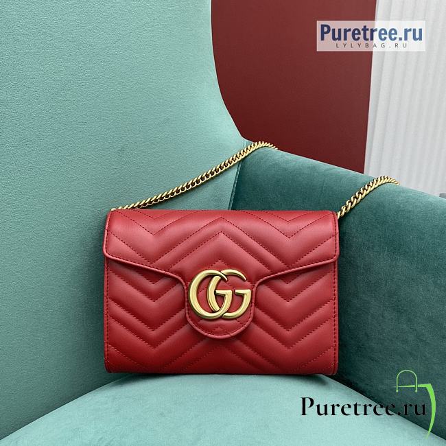 GUCCI | Marmont Matelassé Mini Bag Red Leather - 20 x 14.5 x 3.5cm - 1