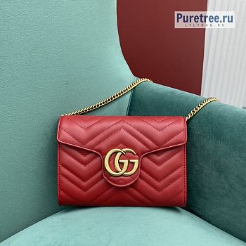 GUCCI | Marmont Matelassé Mini Bag Red Leather - 20 x 14.5 x 3.5cm