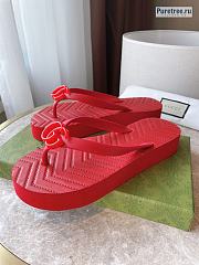 GUCCI | Chevron Thong Sandal Red - 5