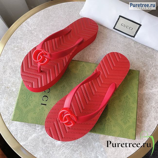 GUCCI | Chevron Thong Sandal Red - 1