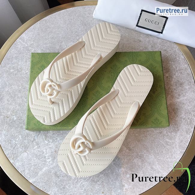 GUCCI | Chevron Thong Sandal White - 1