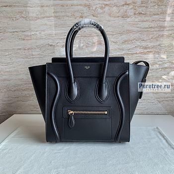CELINE | Micro Luggage Handbag In Black Smooth Calfskin Gold Hardware - 26 x 26 x 14cm