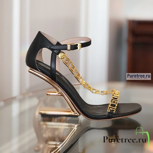 FENDI | First Fendace Black Leather High-heeled Sandals - 1