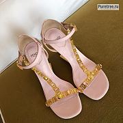 FENDI | First Fendace Pink Leather High-heeled Sandals - 3