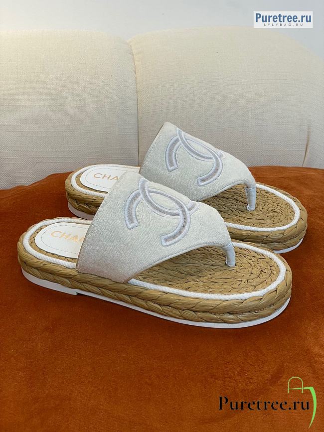 CHANEL | Wicker Sandals In White - 1