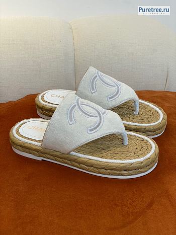 CHANEL | Wicker Sandals In White