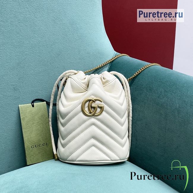 GUCCI | GG Marmont Mini Bucket Bag White Leather ‎575163 - 19 x 17 x 10.5cm - 1