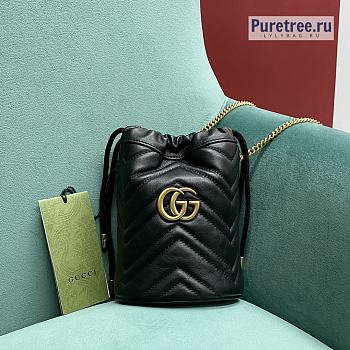 GUCCI | GG Marmont Mini Bucket Bag Black Leather ‎575163 - 19 x 17 x 10.5cm