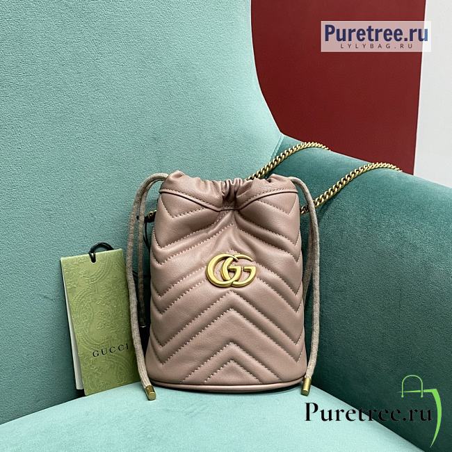 GUCCI | GG Marmont Mini Bucket Bag Beige Leather ‎575163 - 19 x 17 x 10.5cm - 1