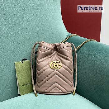 GUCCI | GG Marmont Mini Bucket Bag Beige Leather ‎575163 - 19 x 17 x 10.5cm