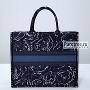 DIOR | Large Book Tote Blue Dior Roses Embroidery - 42cm - 6