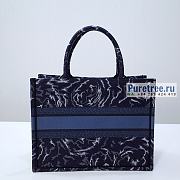 DIOR | Medium Book Tote Blue Dior Roses Embroidery - 36cm - 6