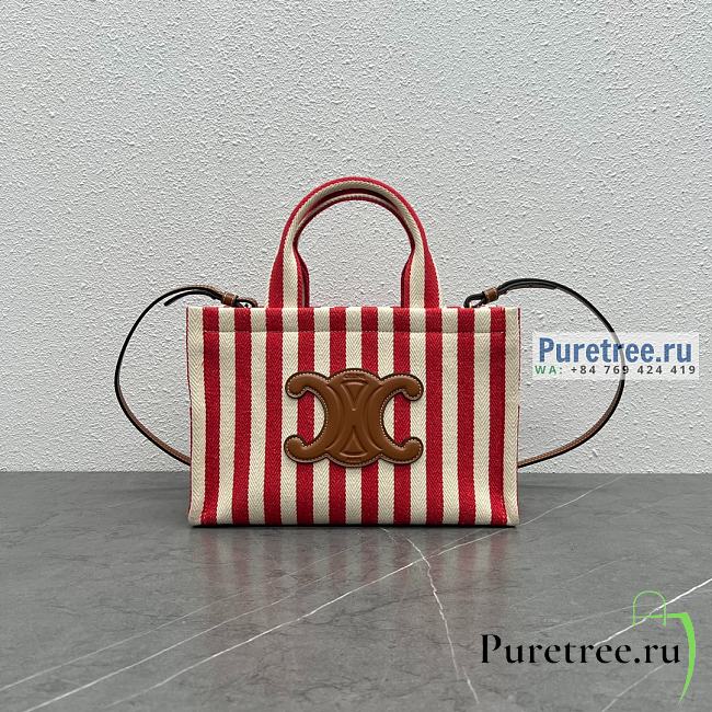  CELINE | Small Cabas Thais In Striped Textile And Calfskin - 29 x 19 x 13cm - 1