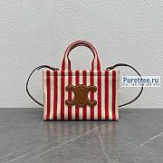  CELINE | Small Cabas Thais In Striped Textile And Calfskin - 29 x 19 x 13cm - 1