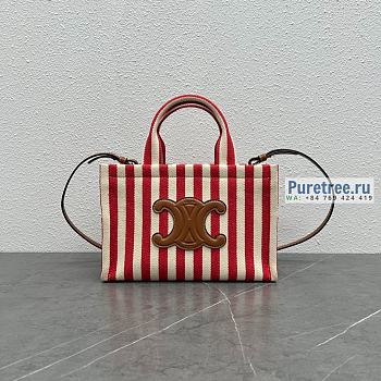  CELINE | Small Cabas Thais In Striped Textile And Calfskin - 29 x 19 x 13cm