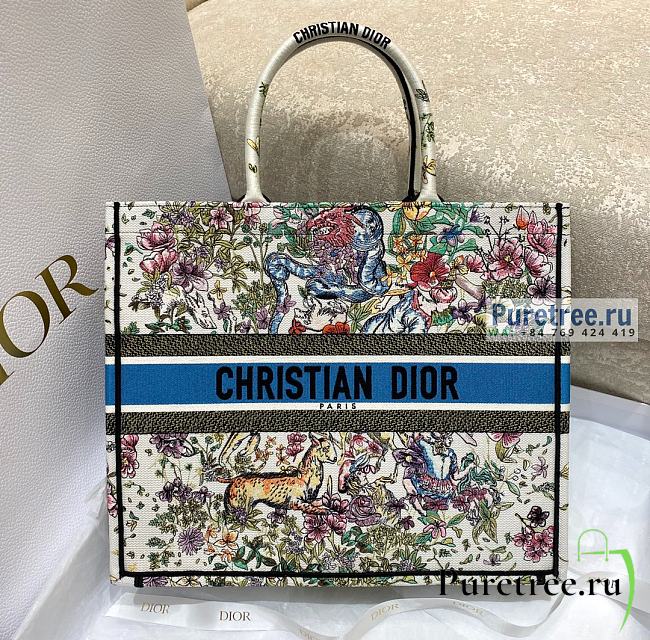 DIOR | Medium Book Tote Latte D-Constellation Embroidery - 36cm - 1